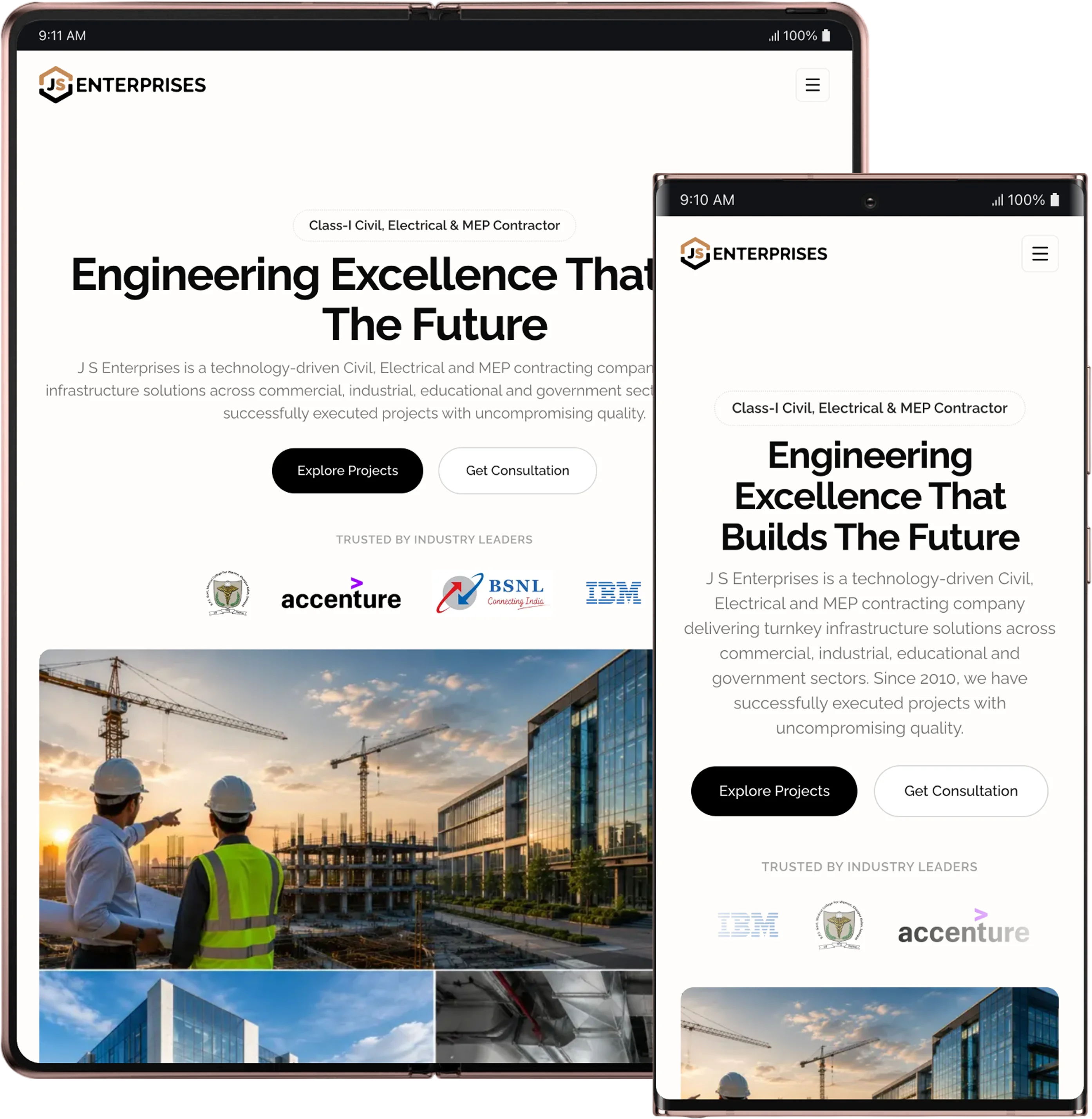 Screenshot preview of JS Enterprises developed by Fun Fact agency